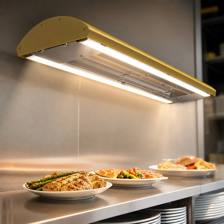 Product image #4 for Hatco Glo-Ray® 60-Inch Curved Lighted Infrared Strip Heater, Aluminum, Dual LED Lights, 1066 Watts