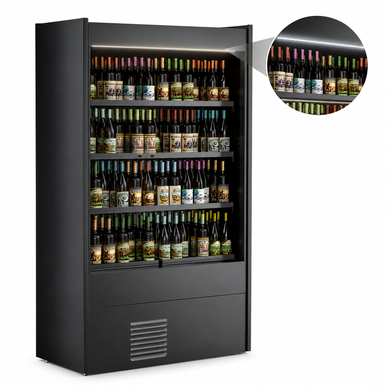 Product image #4 for Allure Self-Service Self-Contained Refrigerated Wine Case, Black, 44-3/4 Inch W x 24-3/8 Inch D x 84-3/4 Inch H