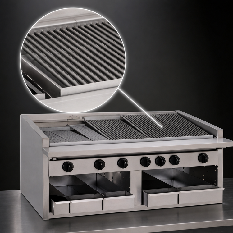 Product image #4 for Bakers Pride Dante Series 72-Inch Radiant Countertop Gas Charbroiler