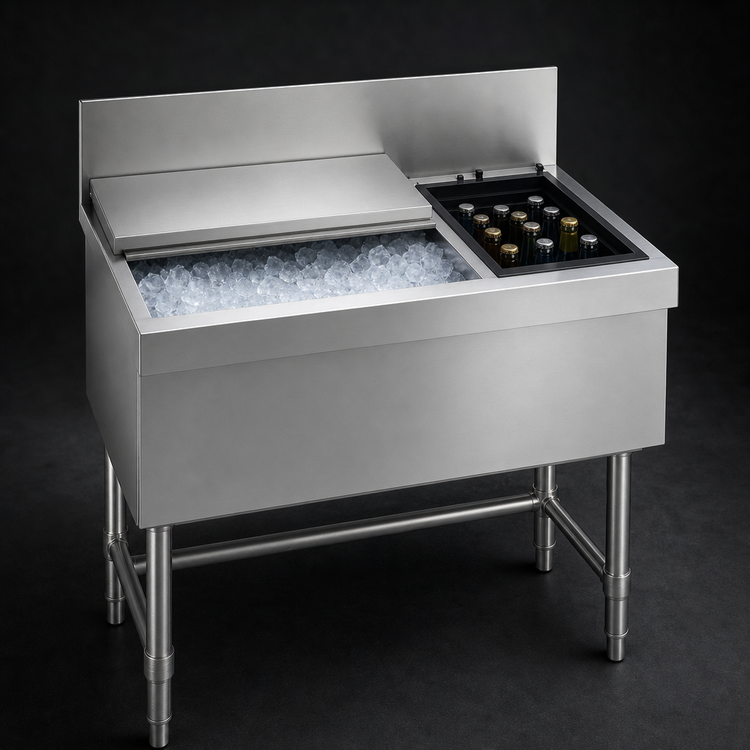 Product image #4 for Spec-Bar 42-Inch Underbar Combo Ice Bin/Bottle Unit, 84 lb Ice Capacity