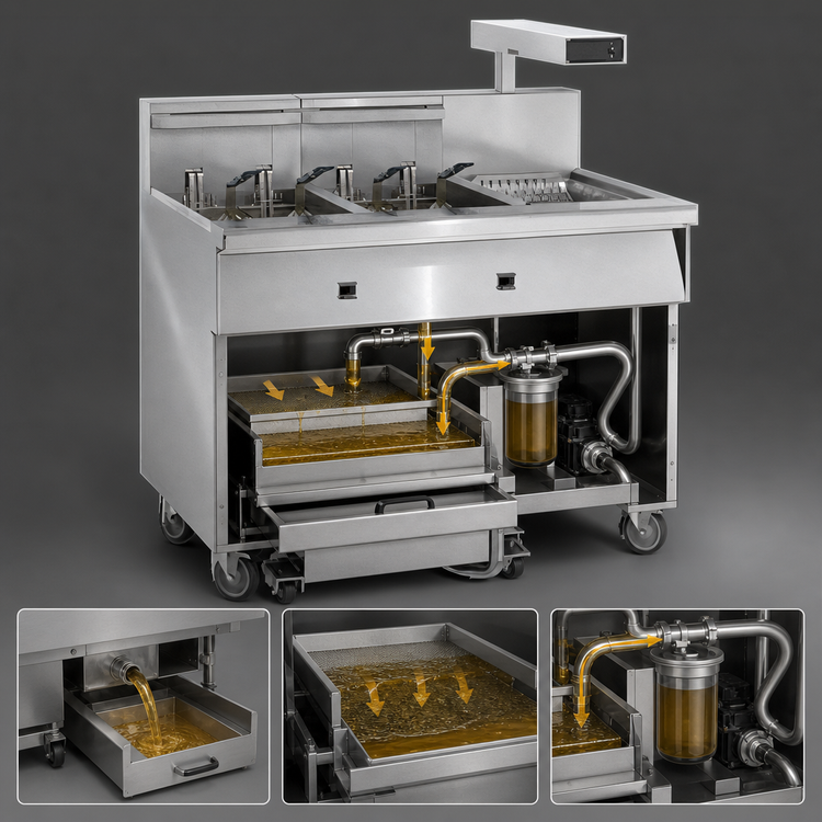 Product image #4 for Imperial 5-Tank Electric Floor Fryer with Built-In Filter System and Dump Station