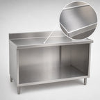 Thumbnail image #4 for Eagle Group Spec-Master OB3072SEM Open-Front Underbar Cabinet Base Work Table, 72 x 30 in, 14-Gauge 304 Stainless Steel Top, Marine Edge