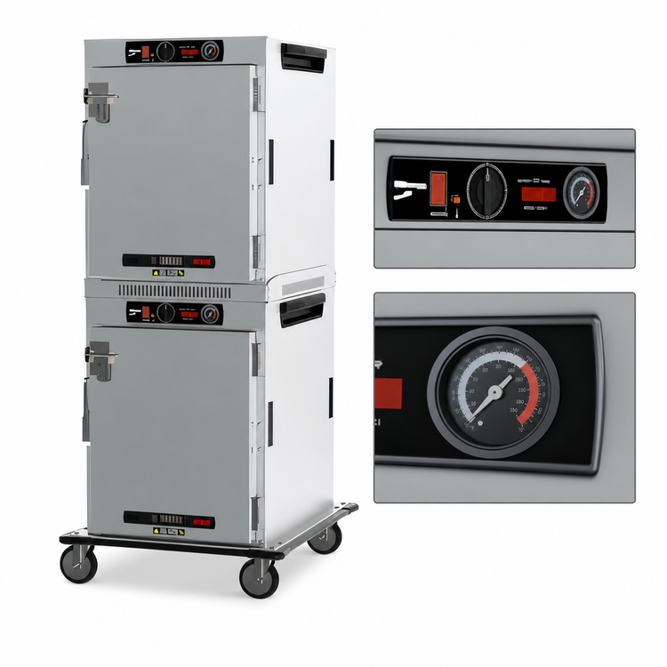 Product image #5 for Metro HotBlox™ Wide 16-Pan Stacked Dual-Cavity Insulated Heated Transport Cabinet, Analog, Solid Doors