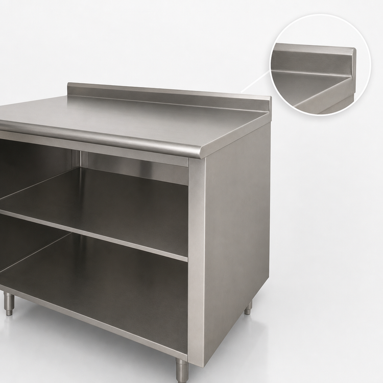 Product image #4 for Advance Tabco Stainless Steel Work Table with Open Front Cabinet Base and Mid-Shelf, 144 x 36 Inches