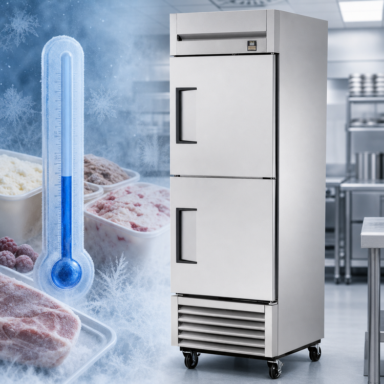 Product image #4 for One-Section Reach-In Stainless Steel Freezer with Two Half Doors, Bottom-Mounted Self-Contained Refrigeration