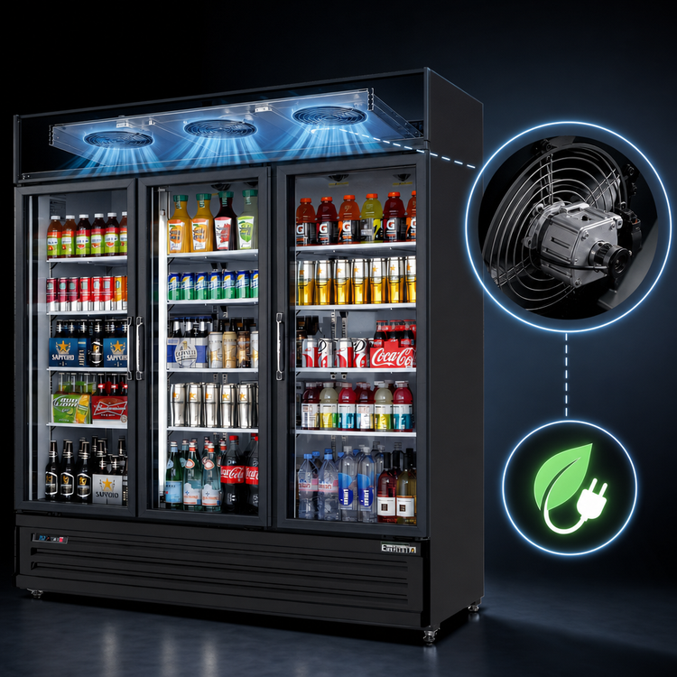 Product image #4 for Everest Refrigeration Three-Section Reach-In Glass Door Merchandiser Refrigerator, 71 Cu. Ft.