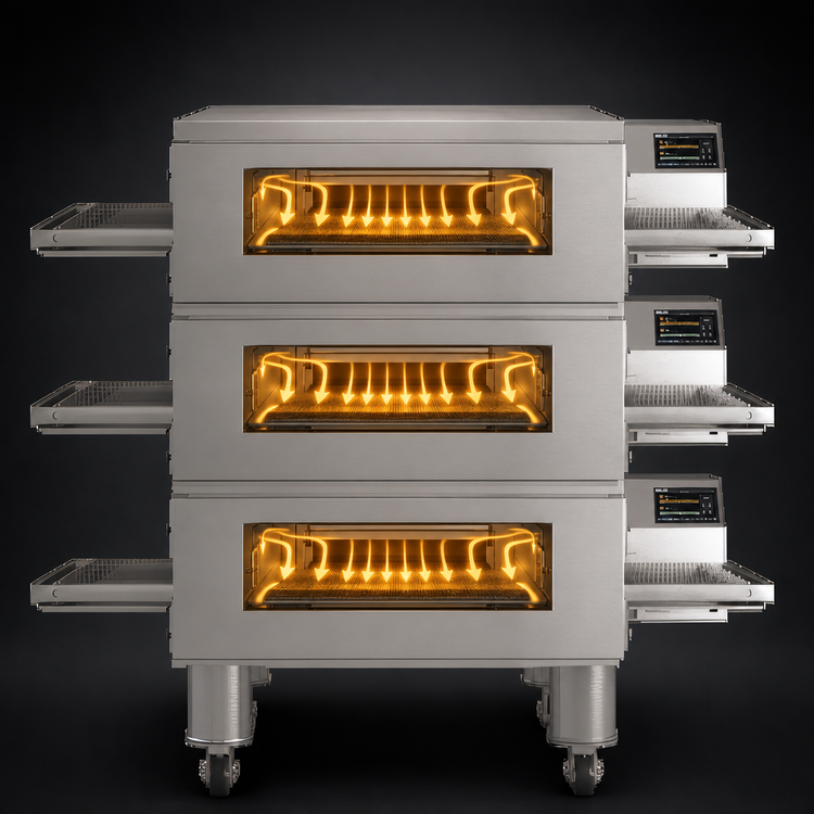 Product image #4 for Middleby Marshall X55GWB-3 Triple-Deck Gas-Fired Wide-Belt Conveyor Oven
