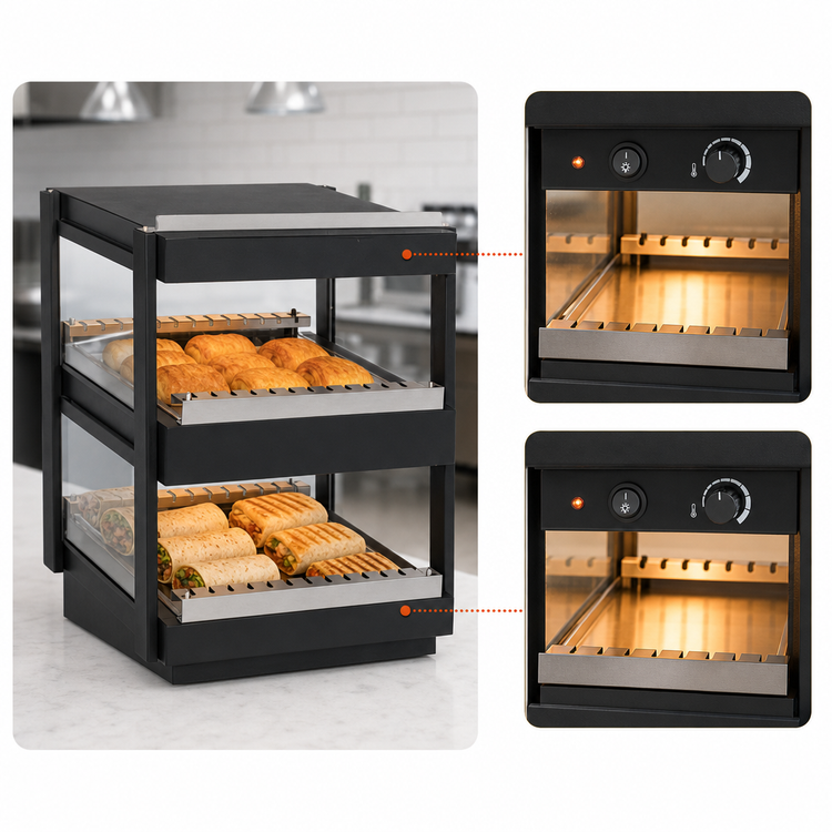 Product image #4 for Nemco 24-Inch Countertop Heated Shelf Merchandiser with Dual Slanted Shelves