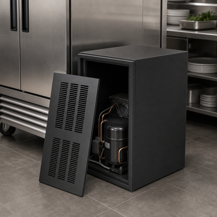 Product image #4 for 18-Inch Black Steel Condensing Unit Storage Cabinet with Removable Front Louvered Panel