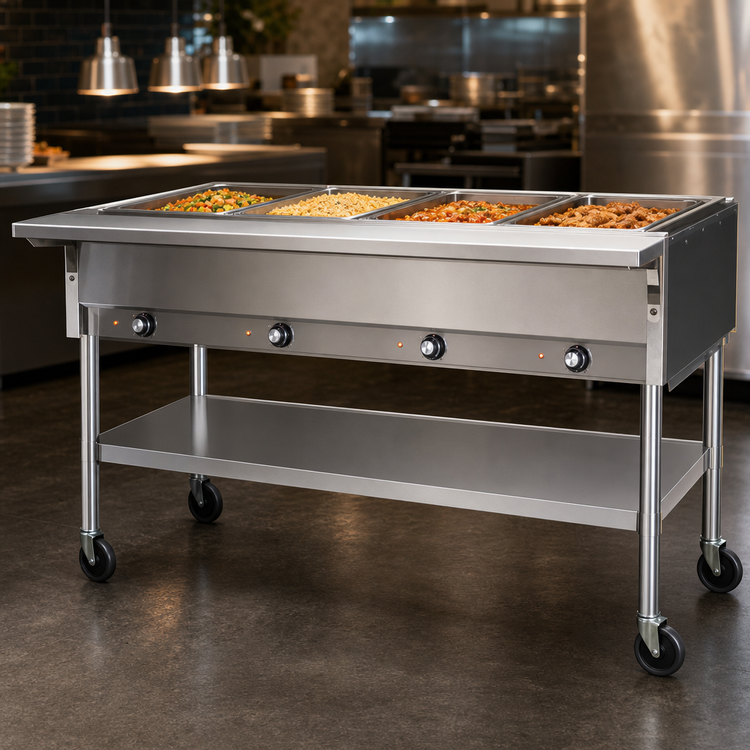 Product image #4 for Eagle Group Portable Electric Hot Food Table, Open Base, 66-Inch, 4 Dry Wells, 240V