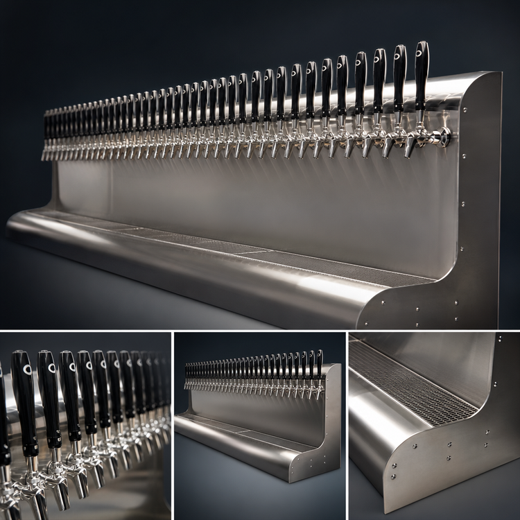 Product image #4 for Perlick 90-Inch 30-Faucet Modular Wall-Mount Glycol-Cooled Stainless Steel Draft Beer Dispensing Tower, Rear Lead Exit