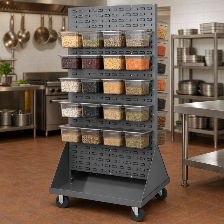 Product image #4 for Quantum Double-Sided Louvered Rack with Casters, 36 x 25 x 72 Inches