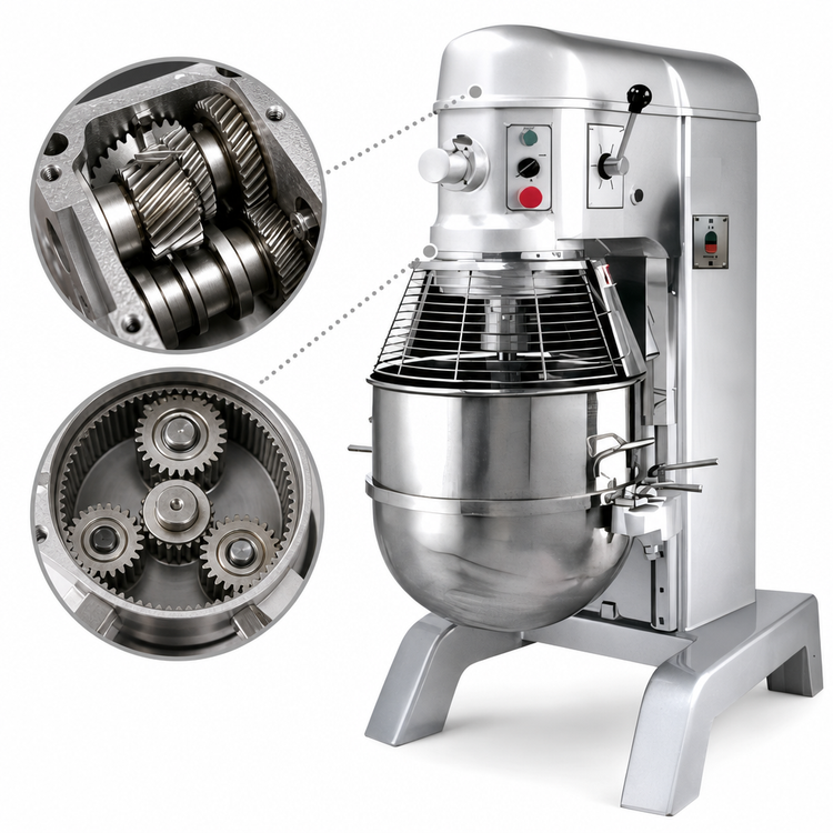 Product image #4 for BakeryXpress 60 Qt Floor Model Gear-Driven Planetary Mixer with Hydraulic Bowl Lift