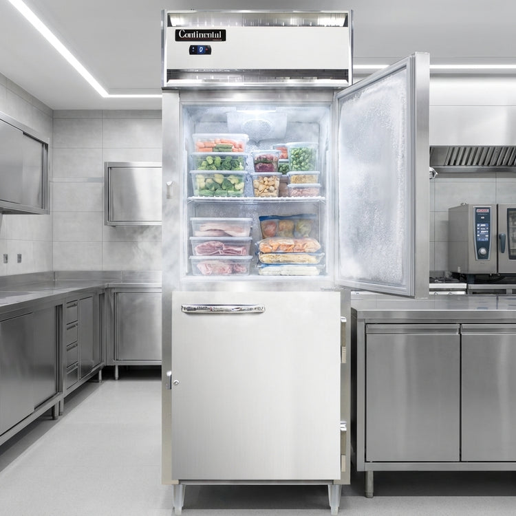 Product image #3 for Continental Refrigerator D1FESNSSHD Designer Line 1-Section Extra-Wide Shallow Depth Reach-In Freezer with Half Doors