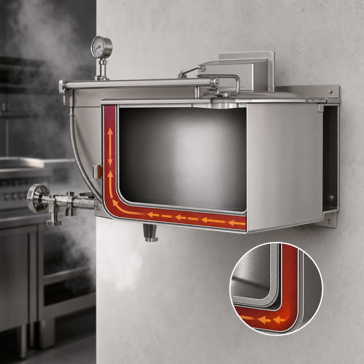 Product image #4 for Legion LSWC-100 100-Gallon Full-Jacketed Stationary Wall-Mount Direct Steam Kettle