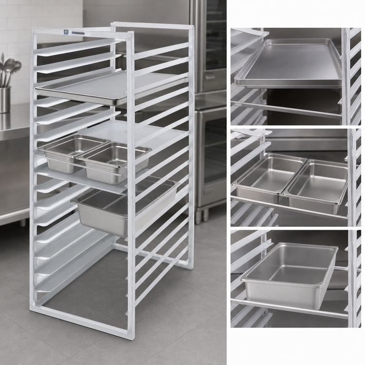 Product image #4 for Channel Manufacturing Reach-In Bun Pan / Steam Table Pan Rack, End Load, Aluminum, 16 Pan Capacity