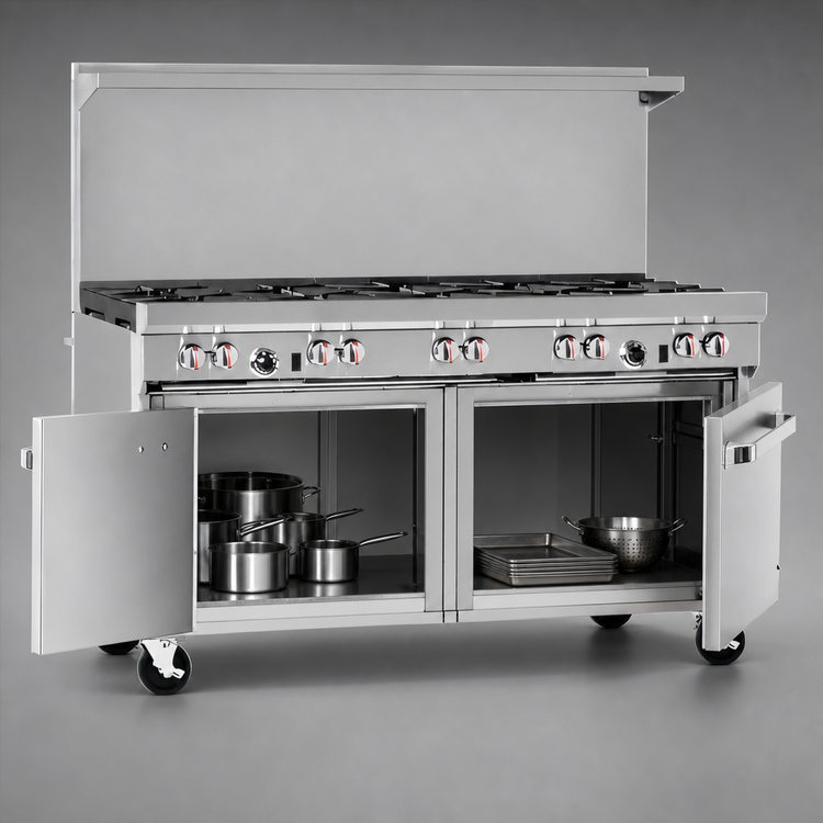 Product image #4 for Southbend S-Series 60-Inch Gas Restaurant Range with 10 Open Burners and 2 Cabinet Bases