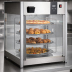 Thumbnail image #4 for DoughXpress BakeryXpress DXP-PW418 Countertop Heated Display Case, 4 Rotating Shelves, Digital Temperature & Humidity Controls