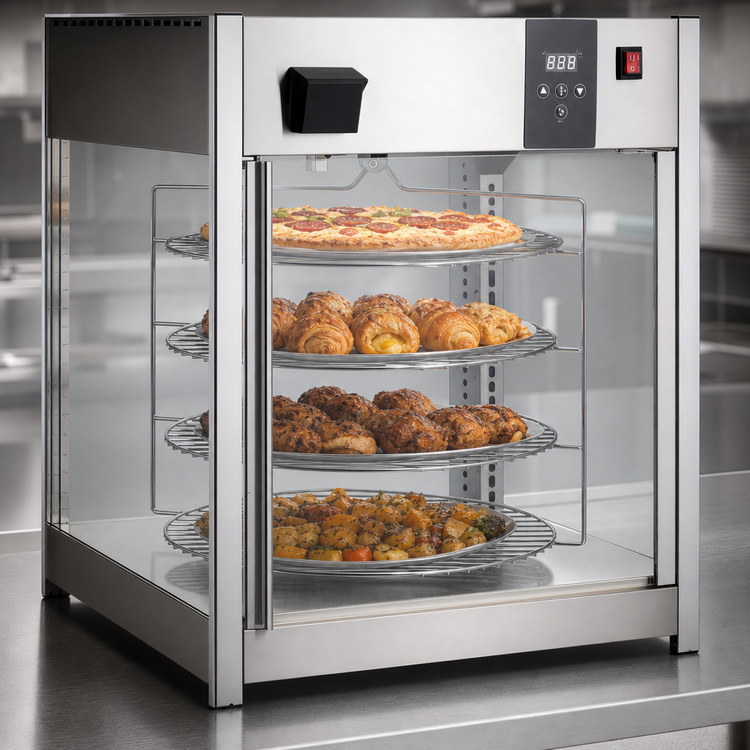 Product image #4 for Countertop Full Service Heated Display Case with 4 Rotating Shelves