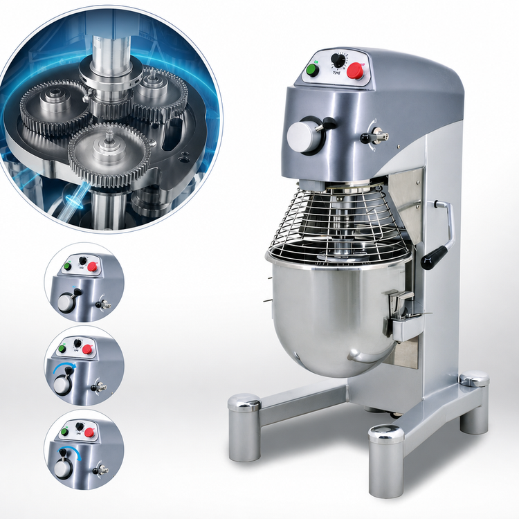 Product image #4 for Omcan 20 Quart Floor Model Planetary Mixer with 3-Speed Gear Drive, Timer and Safety Guard