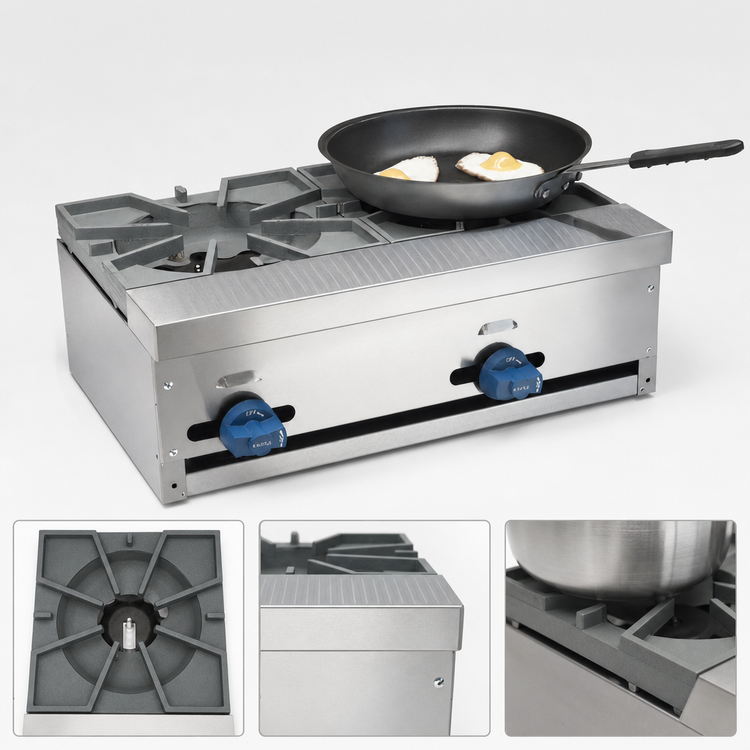 Product image #4 for Comstock-Castle FHP2 Countertop Gas Hot Plate, 24-Inch Wide, 2-Burner, Without Legs