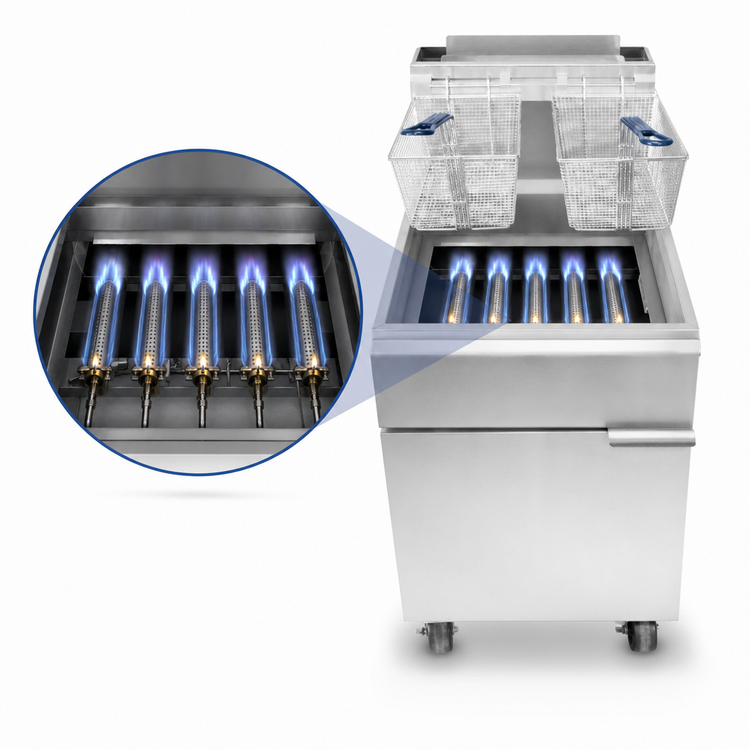 Product image #3 for Atosa CookRite ATFS-75ES-NG 75 lb. Floor Model Natural Gas Deep Fryer