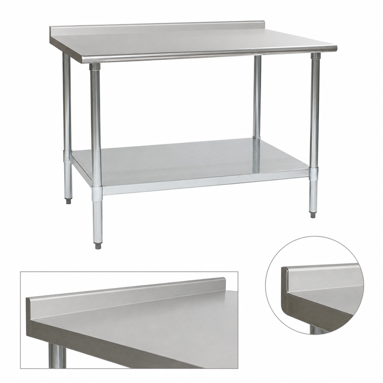 Product image #4 for Eagle Deluxe Series 16-Gauge 300 Series Stainless Steel Work Table with 1-1/2 Inch Rear Upturn and Adjustable Undershelf, 84 x 30 Inches