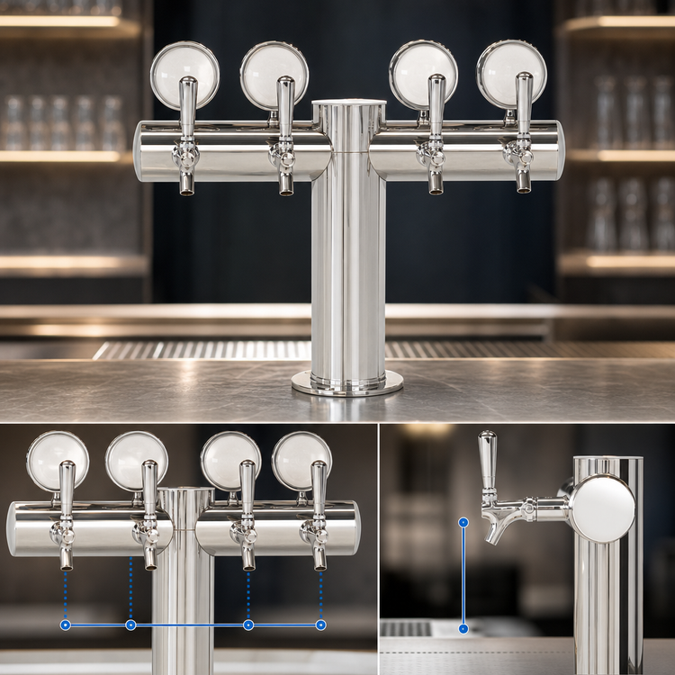 Product image #4 for Metropolis T Medallion 4-Faucet Glycol-Cooled Countertop Draft Beer Tower