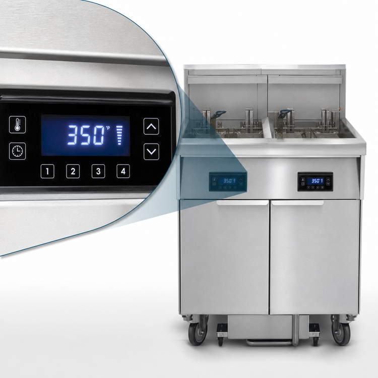 Product image #4 for Imperial Double Battery Electric Floor Fryer, 50 lb. Each, Computer Controls, Built-In Filter System