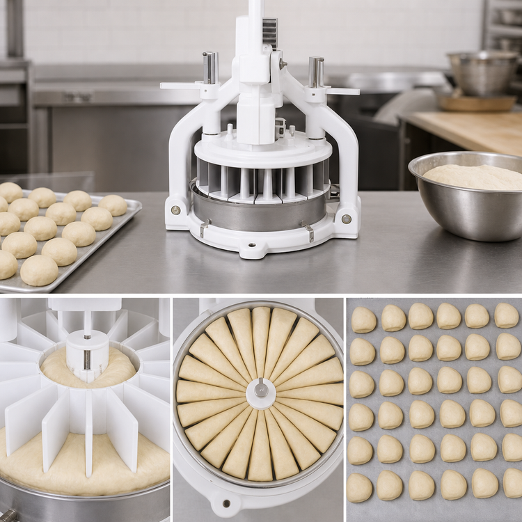 Product image #4 for Omcan USA Manual Countertop Dough Divider, 6.6 lb Capacity, 30-Piece, White Enamel Finish