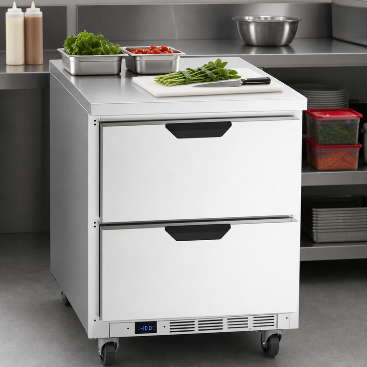 Product image #4 for Beverage-Air 27-Inch 1-Section Worktop Freezer with 2 Drawers and Flat Top, 6.13 Cu. Ft.