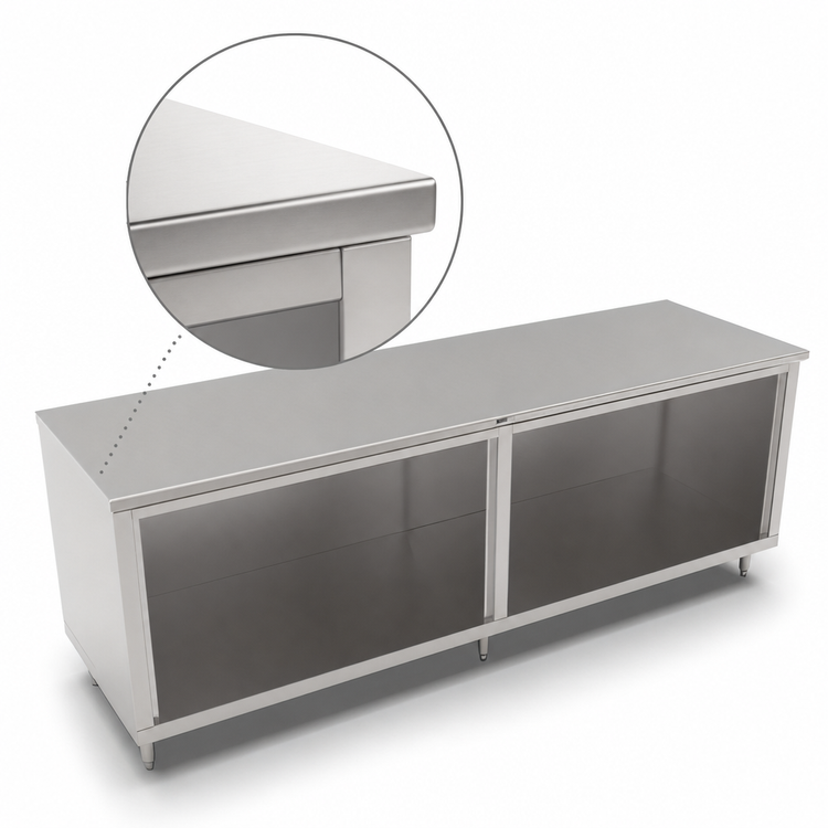 Product image #4 for John Boos Stainless Steel Work Table with Open Front Cabinet Base, 108 x 36 Inches, 14-Gauge Flat Top
