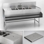 Thumbnail image #4 for Eagle Group Spec-Bar B4-3-R-19 Three-Compartment Underbar Sink, Right Drainboard, 48"W x 19"D, 304 Stainless Steel