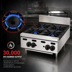 Thumbnail image #4 for Vulcan Achiever VHP212 12-Inch 2-Burner Heavy-Duty Gas Countertop Hot Plate with Stainless Steel Front, Sides and Backsplash