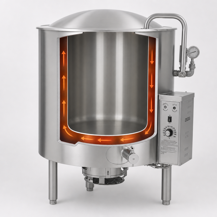 Product image #4 for AccuTemp Edge Series 20 Gallon Gas Stationary Kettle with Full Jacket and 316 Stainless Steel Liner