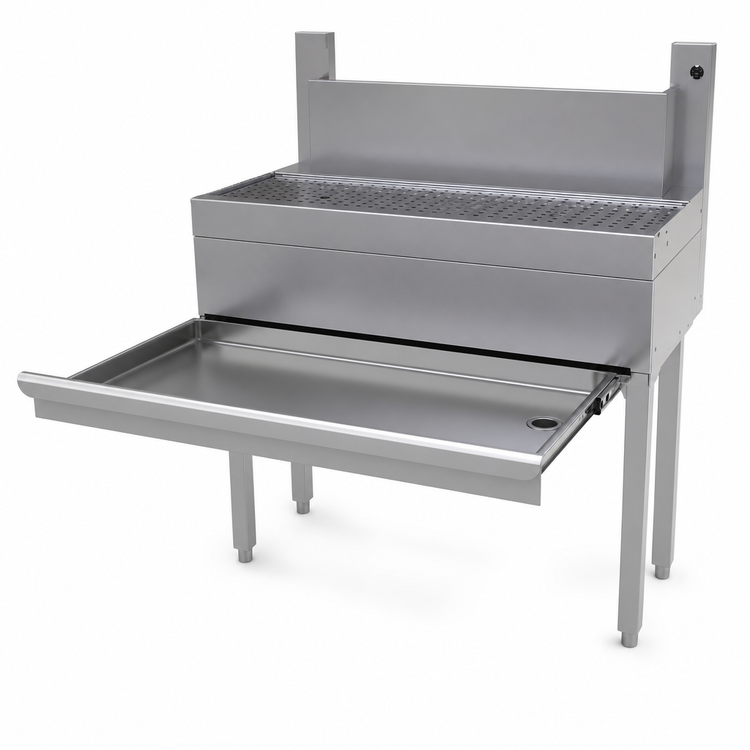 Product image #4 for 36-Inch Stainless Steel Underbar Beer Drainer with Tubing Chase and Front Drain Pan