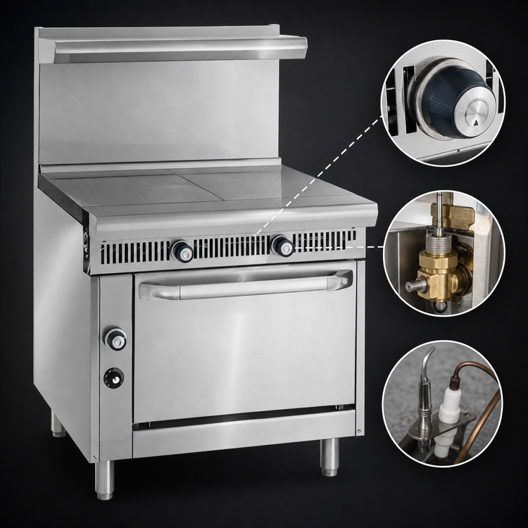 Product image #4 for Imperial Spec Series 36-Inch Heavy Duty Gas Range with Two 18-Inch Hot Tops and Open Cabinet Base