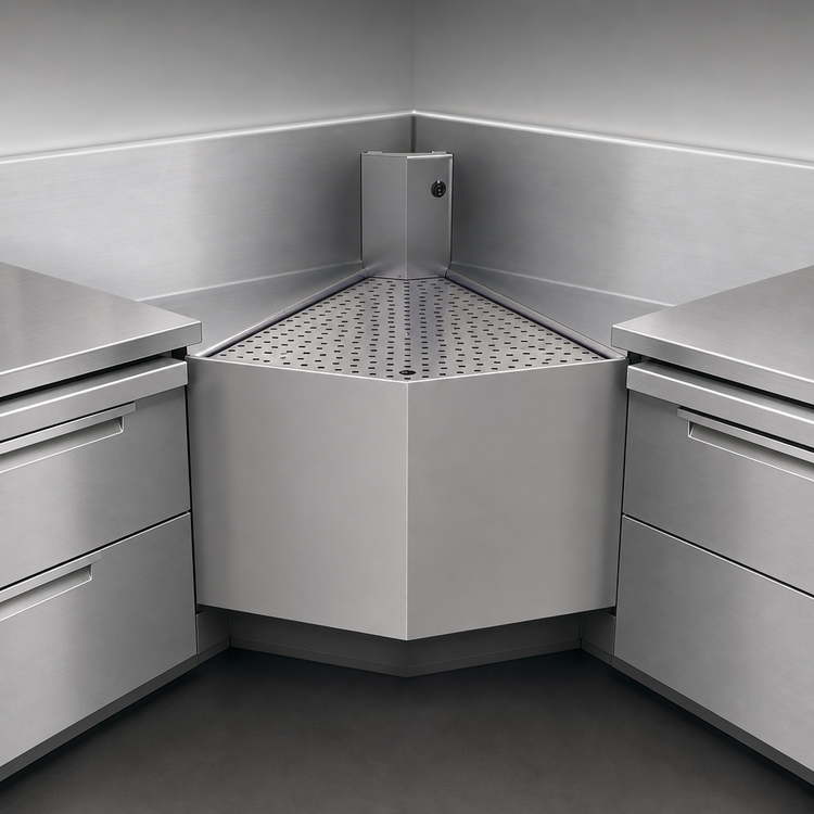 Product image #4 for Glastender Underbar Outside Wedge Corner Drainboard, 45° Angle, 24-Inch Deep, Stainless Steel, No Legs