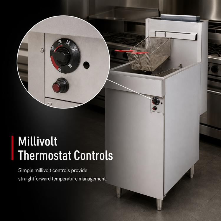 Product image #4 for Vulcan LG400 Freestanding Gas Fryer with Twin Baskets, 45-50 lb Capacity, Millivolt Controls