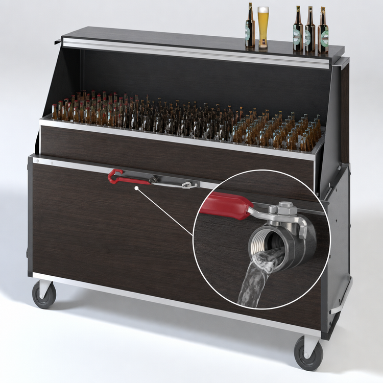 Product image #4 for Dinex 62.5-Inch Chest-Style Portable Bar with 95-Lb Ice Bin and Manhattan Walnut Finish