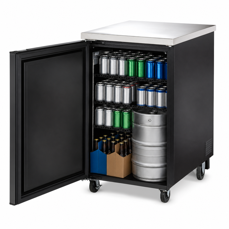 Product image #4 for True TBB-1-HC One-Section Back Bar Cooler, 30 Six-Pack / 1 Half Keg Capacity, Solid Hinged Door
