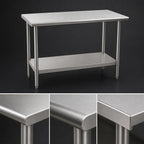 Thumbnail image #4 for Eagle Group Spec-Master T24108SE 108 x 24-Inch 14-Gauge 300 Series Stainless Steel Work Table with Adjustable Undershelf
