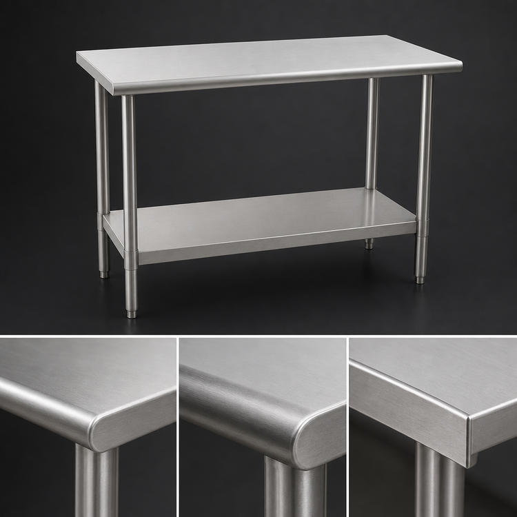 Product image #4 for Eagle Group Spec-Master Flat-Top 300 Series Stainless Steel Work Table with Adjustable Undershelf, 108 x 24 Inches
