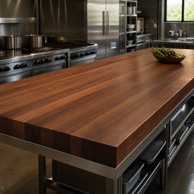 Product image #4 for 120 Inch x 48 Inch x 3 Inch American Black Walnut Edge Grain Kitchen Countertop