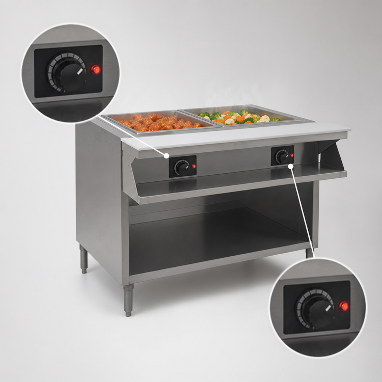 Product image #4 for Spec-Master Open Front Electric Sealed Well Hot Food Table, Floor Model, 2 Wells, 240V
