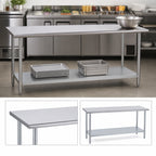 Thumbnail image #4 for Duke Manufacturing 316-30144 144 x 30 x 36-Inch Stainless Steel Work Table with Galvanized Undershelf, Open Base, No Backsplash