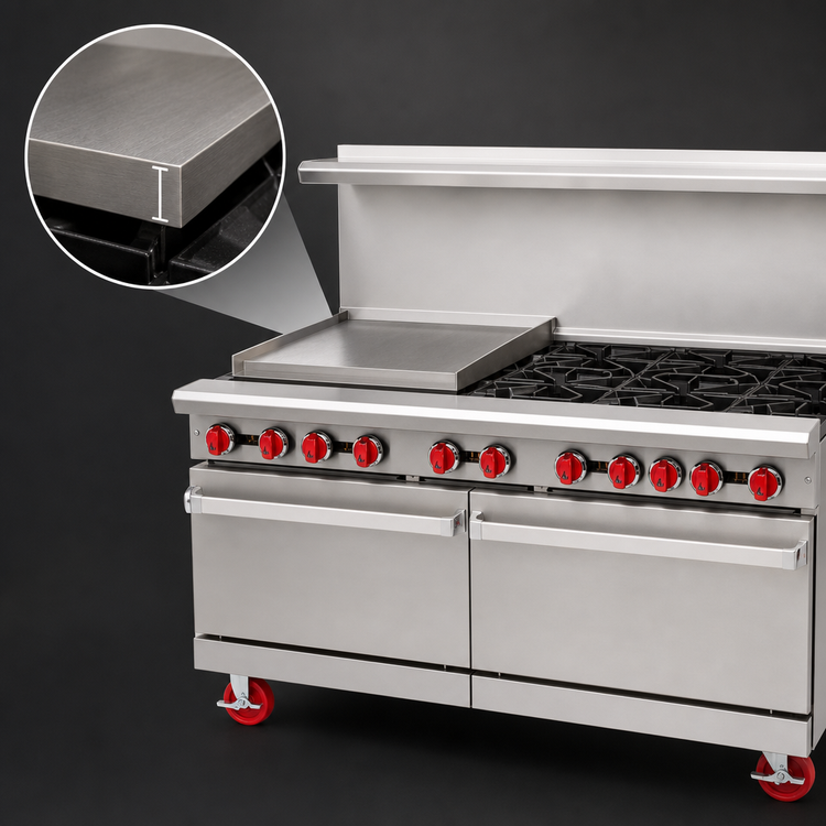 Product image #4 for American Range AR-24G-6B-DSB 60-Inch Gas Restaurant Range with 24-Inch Griddle, 6 Open Burners, and Two Storage Bases