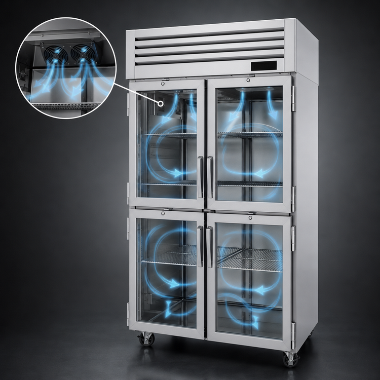 Product image #4 for Turbo Air PRO Series Two-Section Reach-In Heated Holding Cabinet with 4 Glass Half Doors