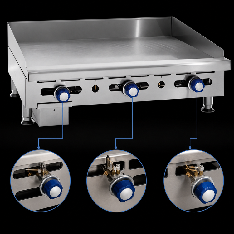 Product image #4 for Imperial IMGA-3628-1 36-Inch Countertop Gas Griddle with 1-Inch Smooth Polished Steel Plate