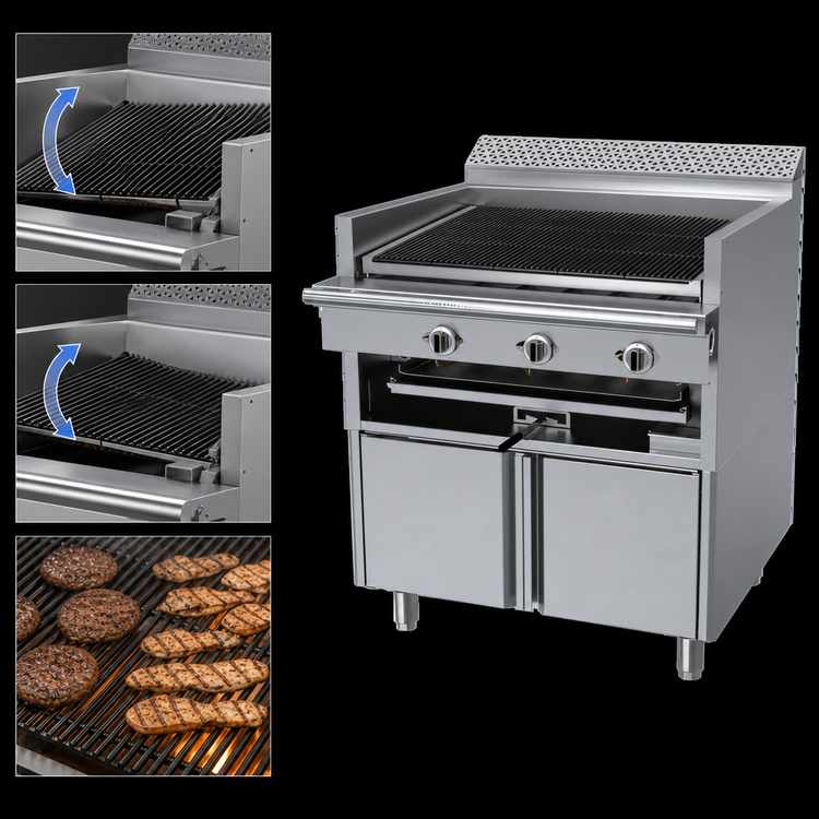 Product image #4 for Garland Cuisine Series 36-Inch Heavy-Duty Gas Briquette Char-Broiler Range with Adjustable Grates and Open Cabinet Base